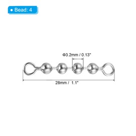 PATIKIL 1.4 Inch Fishing Bead Chain Swivels, 30 Pack 4 Beads Stainless Steel Catfish Swivels Rig Fishing Tackle Gear for Freshwater Saltwater