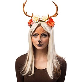 shoperama Headband Antlers Brown with Flowers Deer Deer Fawn Fawn Bambi Reindeer Horns Forest Fantasy