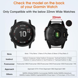 Negatta for Garmin Fenix 6 Band/Garmin Fenix 5 Watch Band/Garmin Fenix 7 Band/Garmin Instinct Watch Bands, Silicon Quick Fit 22mm Strap for Garmin Forerunner 965/955/945/Approach S70/S62/S60/Epix