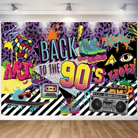 Auch Back to The 90s Backdrop for Party Decorations 90s Retro Hanging Banner Background for Photography Hip Hop Graffiti Wall Decor Photo Back Props for 90s Themed Birthday Party 71 x 43 Inch (90s)