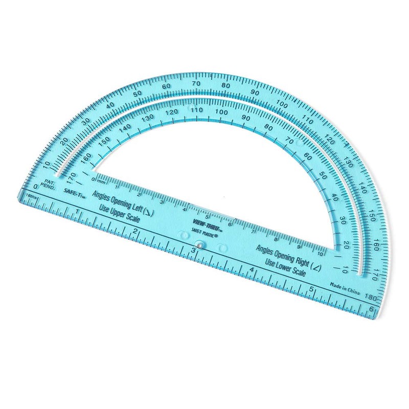 hand2mind Safe-T Protractor for Kids, 180 Protractor, Rainbow Plastic Clear