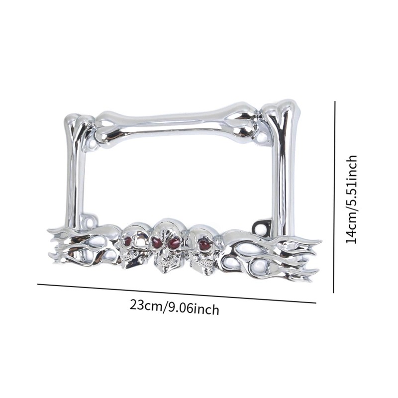 Skull Decor Motorcycle License Plate Frame 9x5.5inch Accessory Motorbike Spare