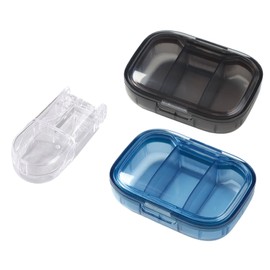 2 Pieces Mini Pill Box, 1 Piece Pill Cutter, Portable Pill Box, Pocket Pill Box, 3 Compartment Pill Box, Leak Proof Pill Box, Travel Pill Organizer, Small Travel Pill Box
