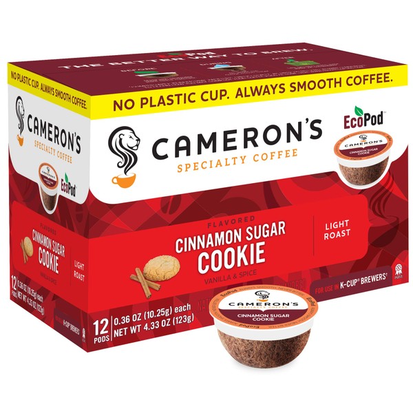 Cameron's Coffee Single Serve Pods, Flavored, Cinnamon Sugar Cookie, 12 Count (Pack of 1)