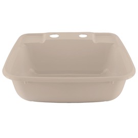 RecPro Rectangle RV Bathroom Sink | Single Bowl Lavatory Sink | Camper Sink | Plastic (Tan)