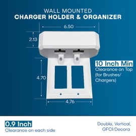 HOYT DESIGN Electric Toothbrush Holder, Wall Mount, Compatible with Sonicare Holds 2 Chargers, Mounts on Double GFCI/Decora Outlet ONLY. (Charger/Brushes NOT Included), White-PS2C-GSDV