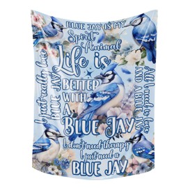 Huglanket Blue Jay Gifts Blanket for Women Men, Flannel Blanket Throws (50"x 65") as Christmas, Birthday Gift for Blue Jay Bird Lovers