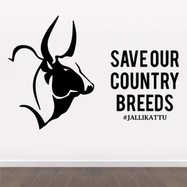 StickMe 'Jallikattu Bull - Tamil Decorative - Creative - Colorful - Wall Sticker ' -SM165 (Multi Colour, Vinyl - 100cm X 70 cm)