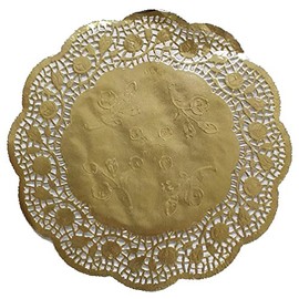 Tortenspitze, Spitzenpapier rund, geprägt, 100 Stück (Gold, Ø 24 cm)