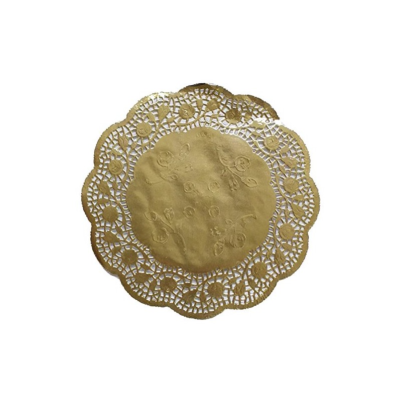 Tortenspitze, Spitzenpapier rund, geprägt, 100 Stück (Gold, Ø 24 cm)