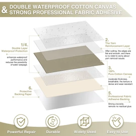 Gheeidau Canvas Repair Tape 4×70 Inch Waterproof Self-Adhesive Fabric Repair Patch for Repairing Boat Covers,Tents,Patio Umbrellas,Car Seats,Luggage,Sofas.(Khaki)