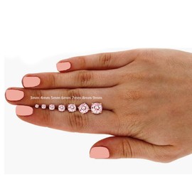 JIANGXIN Round cut Morganite 925 Sterling Silver Rose Gold Plated Stud Earrings Fine Jewelry for Women 6mm