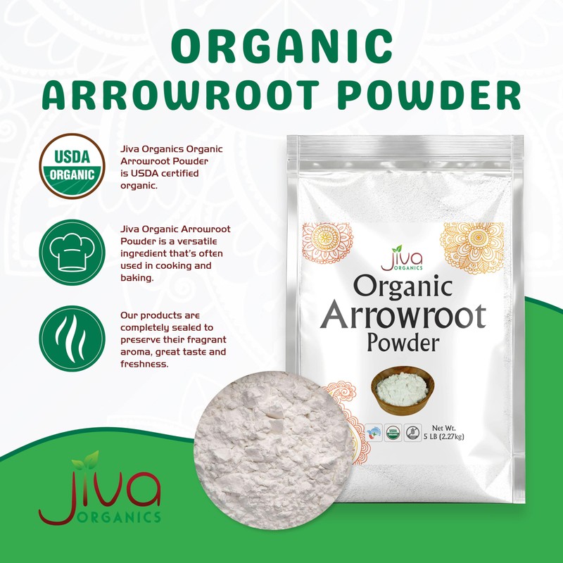 Jiva Organics Organic Arrowroot Flour (Powder) 5 Pound Bag -
