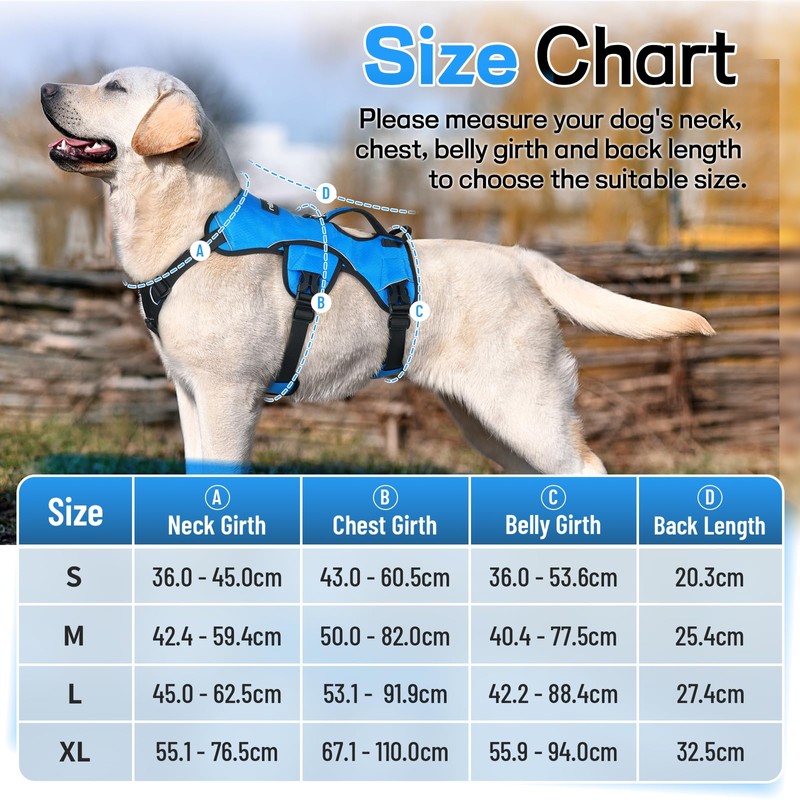 rabbitgoo Escape-Proof Dog Harness Medium with Large Handle, Adjustable No