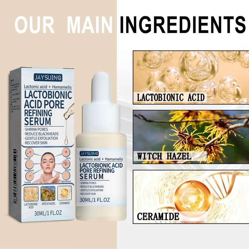 Xiulilydai Lactobionic Acid Pore Refining Serum, 30ml, Shrink Pores, Reduce