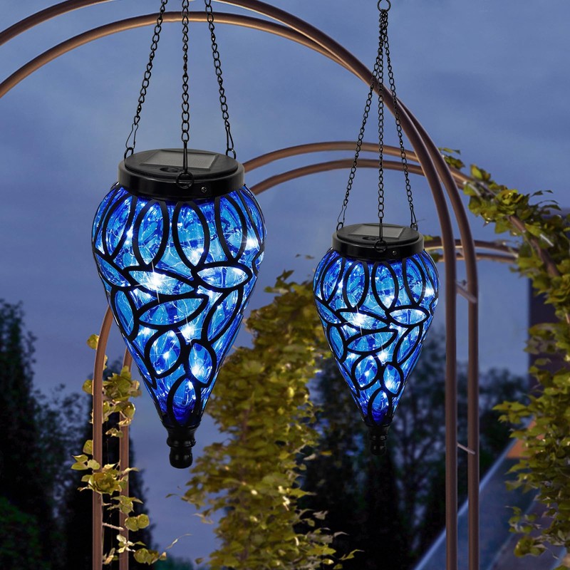 OMRAYTU Solar Hanging Lantern Outdoor Lights, Solar Lanterns Decorative Outdoor,Tear-Shaped