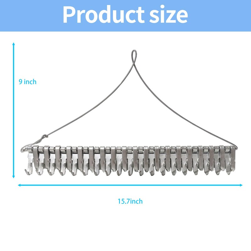 16" Pond Rake,Weed Removal Tool, 50ft Thicker Rope，Double Sided Weed