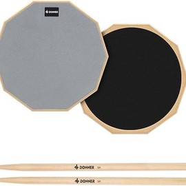 Donner Drum Practice Pad 8 Inches, Silent Practice Drum Pad 2-Sided With Drum Sticks - Gray/Blue:_Grey