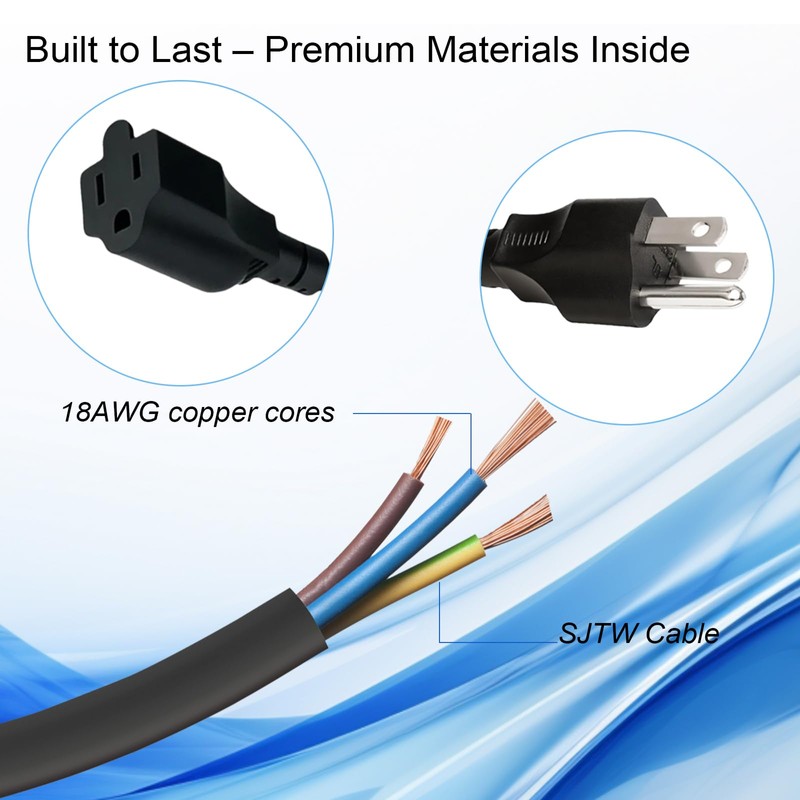 ENATECLITE 3 Prong Power Cord 1 to 2 Outlet Splitter,3-Way