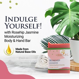 Rosehip Jasmine - Body & Hand Soap Bar, Handmade Bath Soap, Moisturizing Bar Soap With Beeswax, Rice Bran Oil, & Natural Base Oils, Soap Bars, 5 oz - Sunshine & K Handmade Soaps