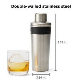 Rabbit Wine Cocktail Shaker, 18oz Double-Insulated Stainless Steel Cocktail Shaker with 1.5 oz Jigger Cap and Strainer