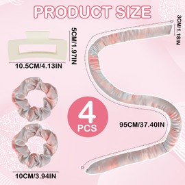 TAIHOBO Set of 4 Hair Rollers Overnight Set, Heatless Curls Band, Soft and Comfortable, Non-Damaging Curls Without Heat for Long Medium Hair, Non-Slip Wave Formers Overnight (Colourful)