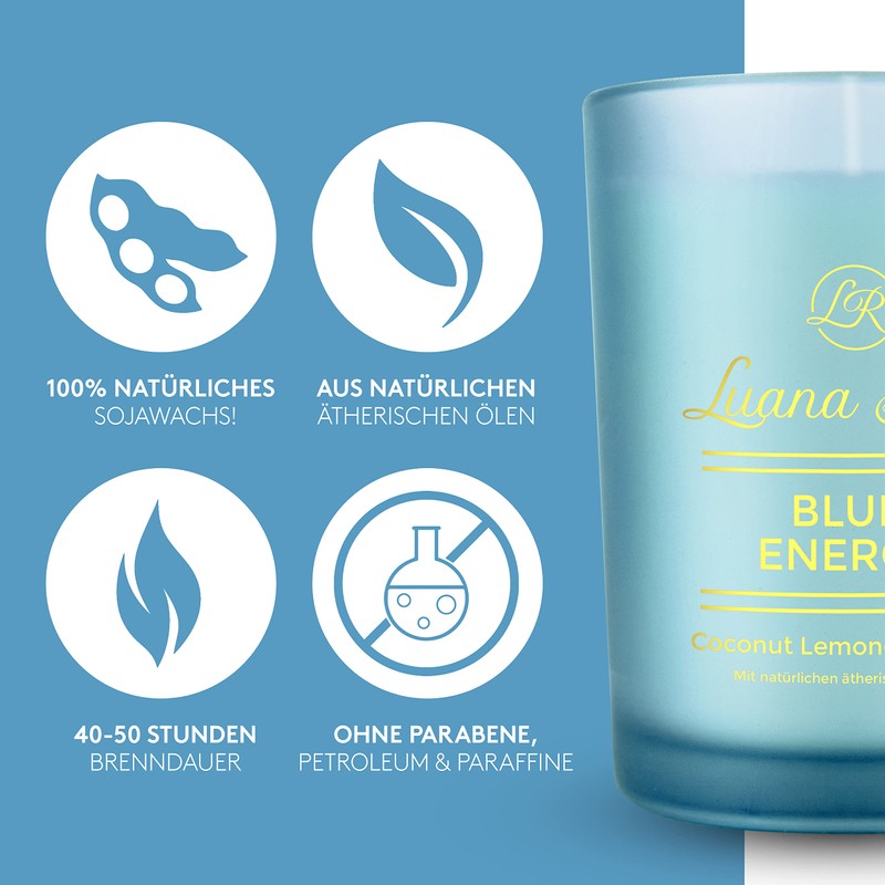 Luana Rose Duftkerze Geschenkset (1-Docht, Kokosnuss Zitrone)