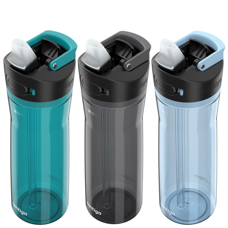 Contigo AUTOSPOUT Water Bottle 24 oz Leakproof Design Juniper/Sake/Glacier 3-Pack