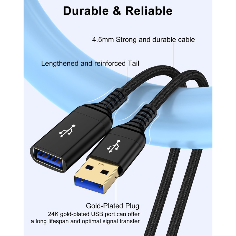 Bordsek USB Extension Cable, USB 3.0 Male to Female Extender