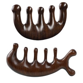 Tomedeks Pack of 2 Wooden Combs, Hair Massage, Multi-Purpose Scalp Gua Sha Comb, Wooden Hair Comb, Green Sandalwood Massage Comb Made of Wood, for Men and Women, Head Care, Hair Massager Scalp (2