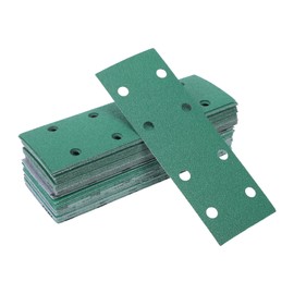 HEROFFIX 50 Pcs Sanding Discs Wet Dry Waterproof Hook & Loop Sandpaper for Woodworking, Automotive Refinishing 7.80"x2.76" 8 Hole 80 Grit Green White Corundum