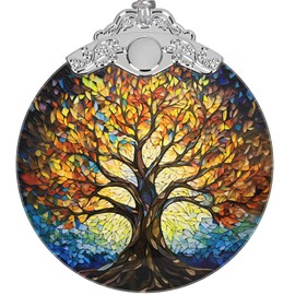 Christmas Ornament 3" Stained Glass, Christmas Ornaments for Tree, Christmas Tree Decoration, Gifts for Family, Tree of Life Christmas Decor Perfect for Tree Holiday Party Indoor Home Decor