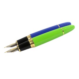 Sipliv 2PCS Jinhao Big Heavy M 18KGP Nib Fountain Pen 159, Gold Trim, Blue & Green