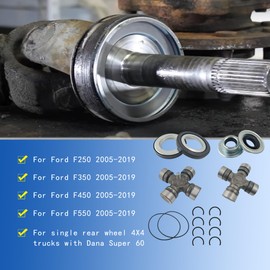 Front Axle Knuckle Vaccum Shaft Seal & Hub O-Rings & Tube Dust Seals Kit Fits For Ford Super Duty 2005-2019 F250 F350 F450 F550 With Dana Super 60, Replacement#2017426 2014835 54983