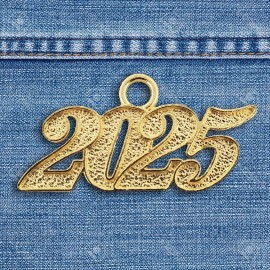 Unbranded Graduation Tassel Year Date Charm - Gold Metal 2025 - Class of 2025