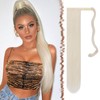 FESHFEN Straight Long Ponytail Extensions 28 Inch Ash Platinum Blonde