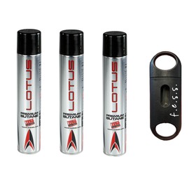 f.e.s.s. Lotus Super Premium Butane Gas Refill 3 pack-400mL with FessV Cutter by Vertigo
