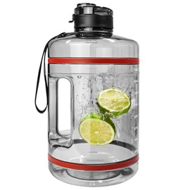 QD.SUZEE 1 Gallon Water Bottle, Water Jug with Motivational Time Marker & Strap & Handle,Large-Capacity leakproof water bottles for Travel Sport Gym Outdoor（Clear