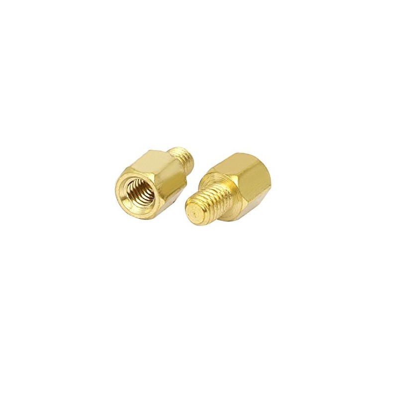 sourcingmap® M3 x 5mm+4mm Male to Female Thread Brass Hex