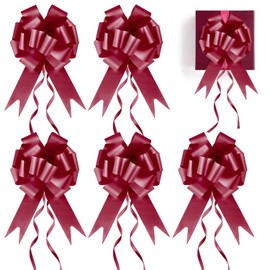 Prmape Pack of 30 Gift Bows Deep Red, Bow Wedding Gift, Car Bows for Wedding, Drawstring Poly Ribbon, Decorative Bow for Wedding, Birthdays, Gift Wrapping, Car Decoration Bags, Sugar Bags