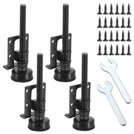 JuxYes 4 Pack Adjustable Leveling Feet Heavy Duty Furniture Levelers Furniture Leg Table Leg Leveler Load Levelers Foot with Lock Nuts for Bedside Tables Cabinets Chairs Workbench Shelving, Black