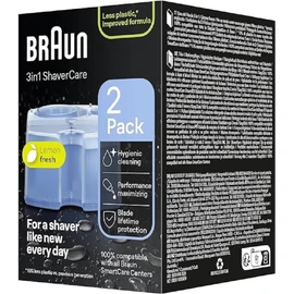 Braun 3-in-1 ShaverCare Cleaning Cartridges for Cleaning Stations, Hygienic Cleaning, Pack of 2