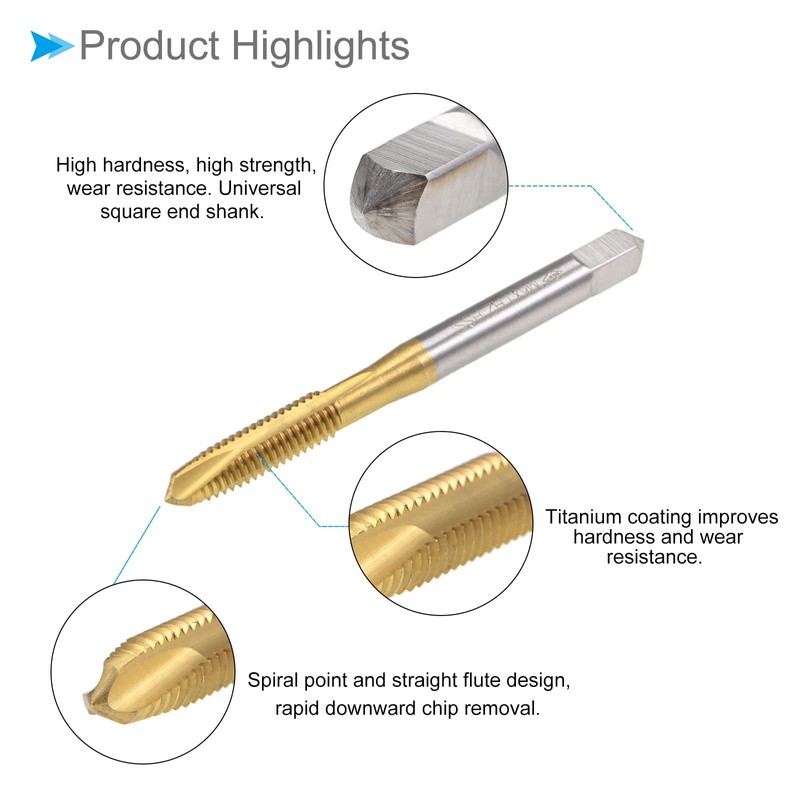 CoCud Spiral Point Tap Metric M6 x 1 Thread Titanium
