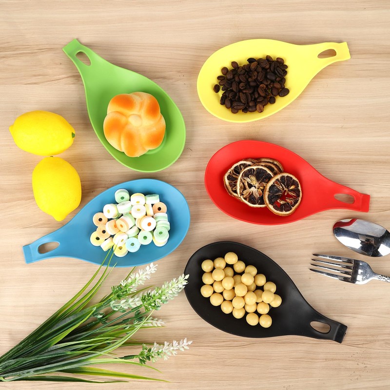 6 pcs Silicone Spoon Holders,Heat Resistant Spoon Rests Kitchen Utensils