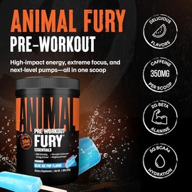 Animal Animal fury pre workout powder supplement - energize your workout with more focus, energy, and pumps, Ice Pop, 30 Count