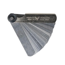 PEC Tools Thickness gage, Leaf Set Tempered Steel Feeler Gauge, 0.0015-0.025'' Straight Blade 1/2" Width Measuring Tool, 26 Blades, Made in USA