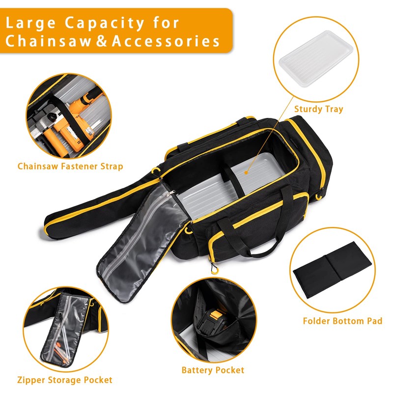 Chainsaw Case, Durable Chainsaw Bag with Removable Spill-proof & Wipe-clean