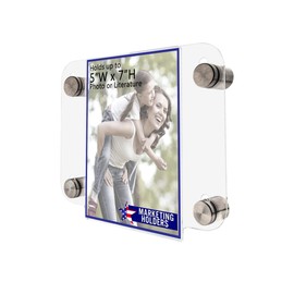Marketing Holders Wall Sign Holder 5" x 7" with Silver Standoffs Clear Acrylic Floating Frame for Directional Signage and Safety Information in Hospitals and Medical Facilities