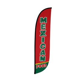LookOurWay Feather Flag Banner - 12 Feet Tall Advertising Flags for Outdoor Business and Events Promotion - Swooper Flag Only - Mexican Food Tacos Flag - Mexican Food (10M1200615)