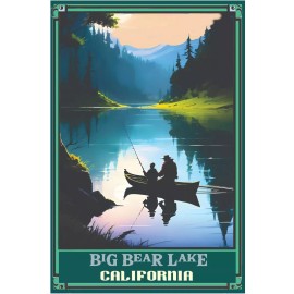 BigBear Lake California  Fishing Travel Poster 16 x 24 Fish Lakes rivers